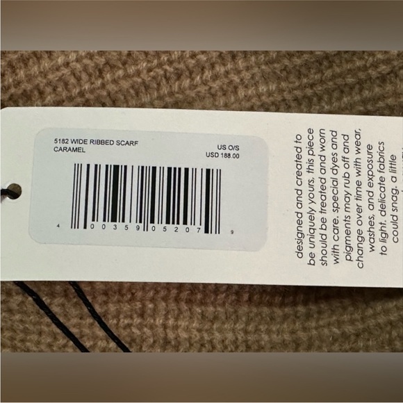 NEW Unsubscribed Cashmere Wide Ribbed Scarf Caramel Camel - Picture 2 of 4